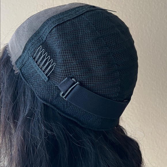 24 Inch 3 Combs Elastic Band Natural Black Used Synthetic Hair wig - Picture 4 of 5